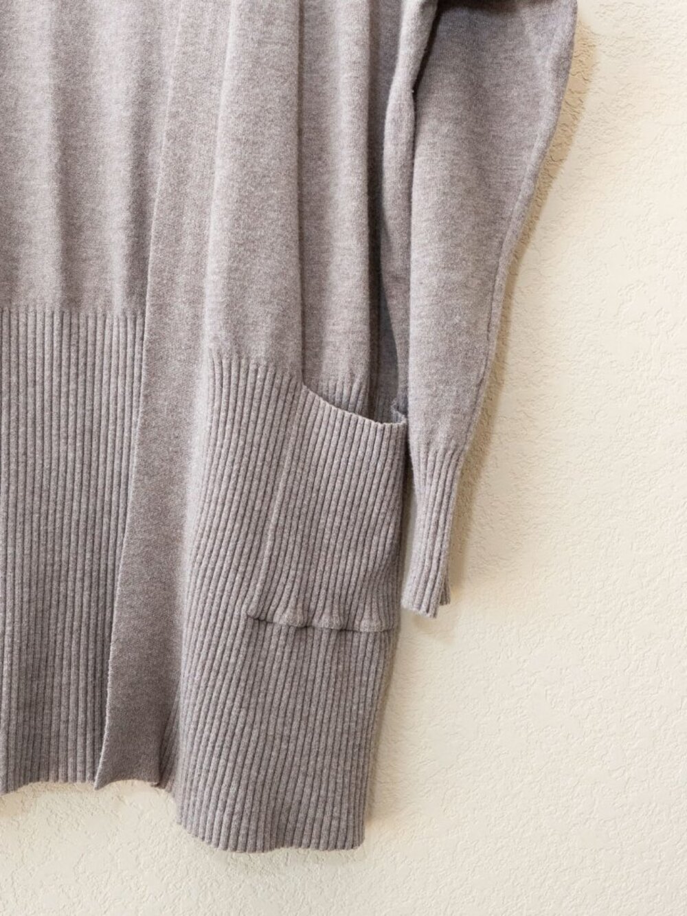 Altar'd State Cardigan M/L Taupe Beige Open Front Long Soft Knit Pockets - Picture 8 of 14